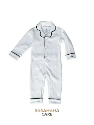 Count & Countess Baby Pima Romper Sleepsuit in Classic White