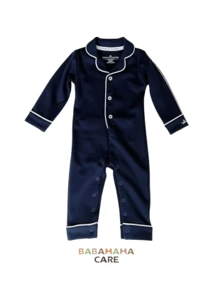 Count & Countess Baby Pima Romper Sleepsuit in Urban Navy