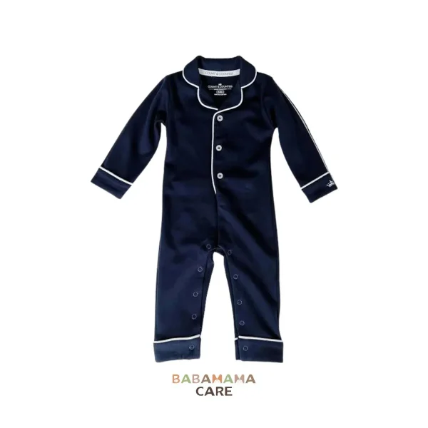 Count & Countess Baby Pima Romper Sleepsuit in Urban Navy