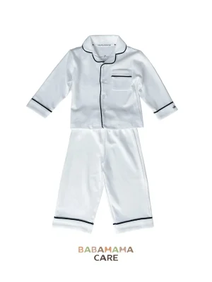 Count & Countess Kids Pima Loungewear Pyjamas in Classic White