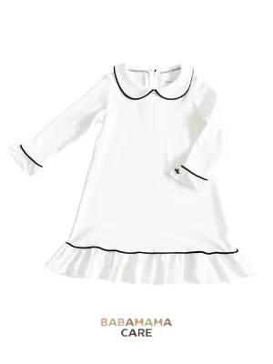 Count & Countess Pima Cotton Girl's Sleep Dress in Classic White