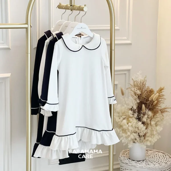 Count & Countess Pima Cotton Girl's Sleep Dress in Classic White