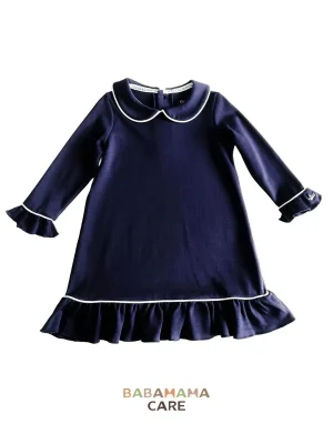 Count & Countess Pima Cotton Girl's Sleep Dress in Urban Navy